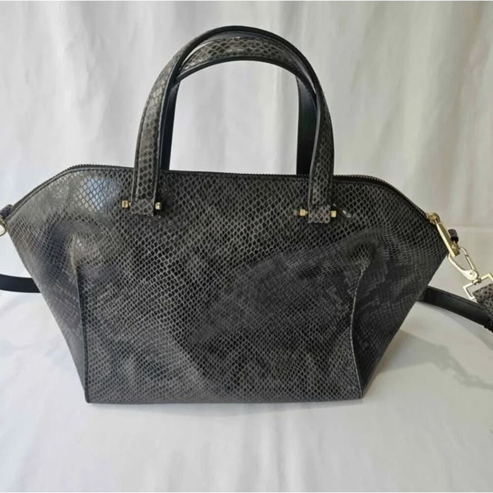 Kate Spade New York Parliament Square Exotic Satchel Gray w/ dusty #20 - Picture 2 of 6